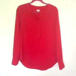 J crew red long sleeve blouse
